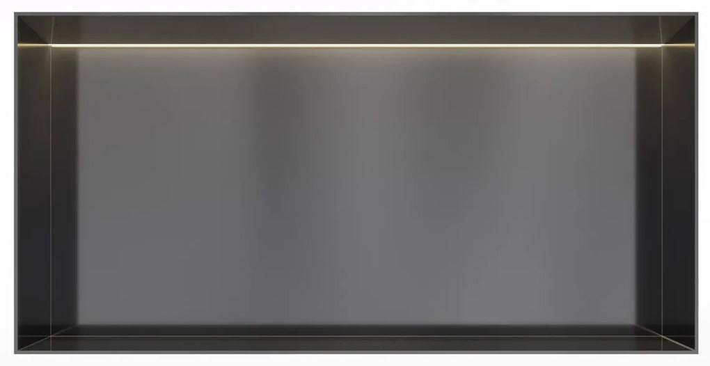 Hotbath &More frameless inbouwnis met verlichting 30x60x10cm geborsteld zwart PVD