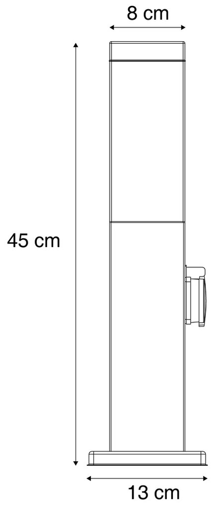 Buitenlamp antraciet met opaal glas 45cm IP44 met stopcontact en bewegingssensor - Malios Modern E27 IP44 Buitenverlichting