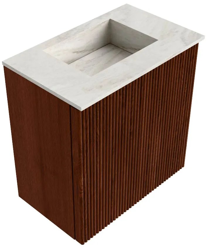 Mondiaz Joya DLux 40cm toiletmeubel ruby met wastafel faye midden zonder kraangat ostra