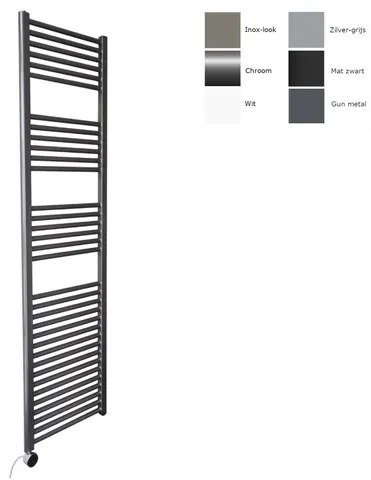 Sanicare electrische design radiator 172 x 45 cm. Gun metal met thermostaat chroom (linksonder) HRLEC451720/M