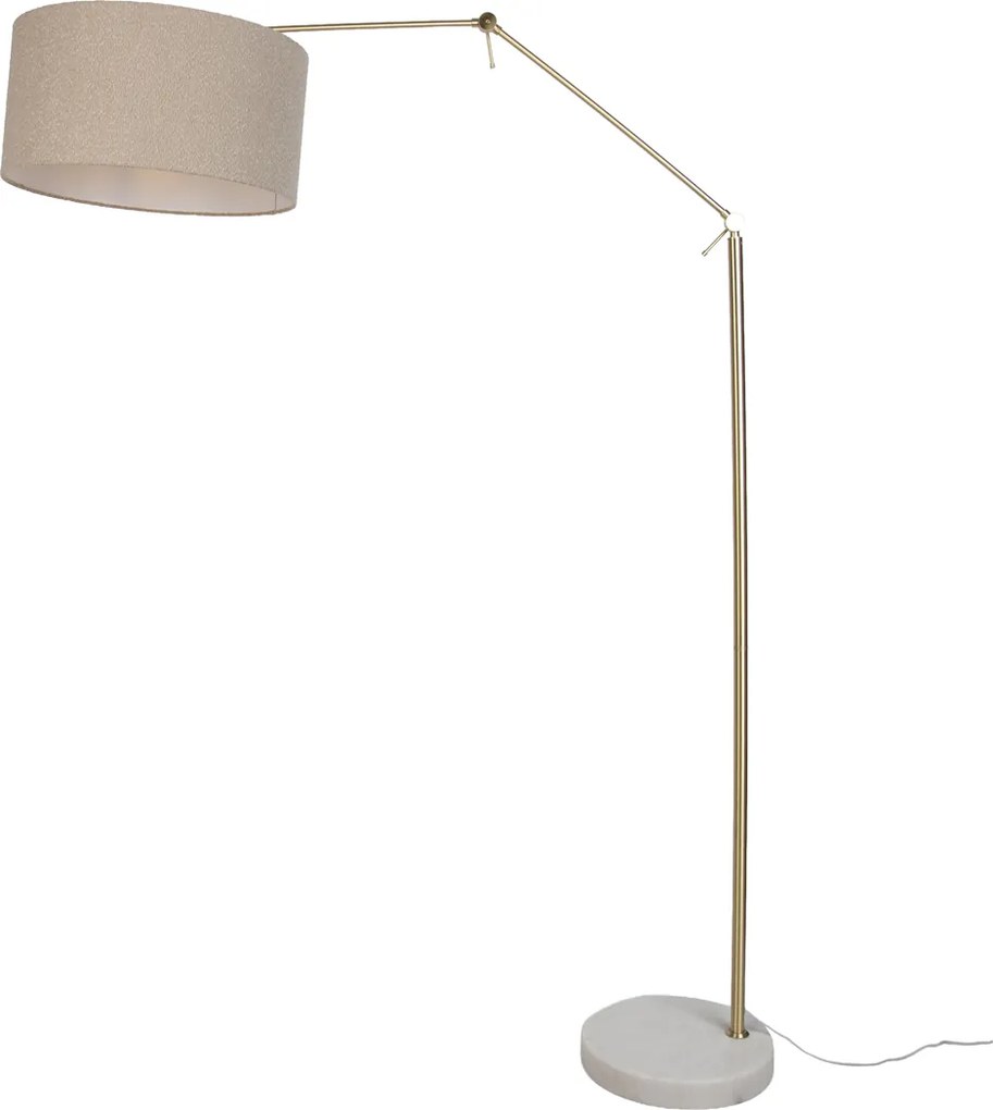 Vloerlamp goud verstelbaar met kap beige van teddy stof 50cm - Editor