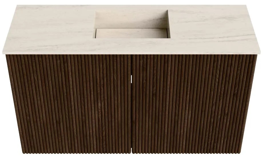Mondiaz Joya DLux 70cm toiletmeubel walnut met wastafel faye midden zonder kraangat meli