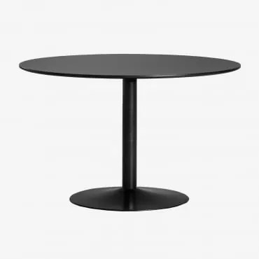 Ronde Eettafel Van Mdf En Ijzer Yvetta Zwart & Ø120 Cm & Zwart - Sklum