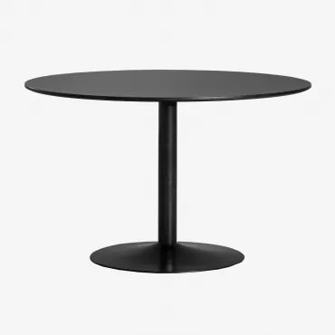 Ronde Eettafel Van Mdf En Ijzer Yvetta Zwart & Zwart & Ø120 Cm - Sklum