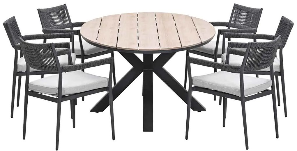 Garden Impressions Tineo tuinset 7-delig - Tulli tuintafel 220x115xH75 cm - light teak vironwood