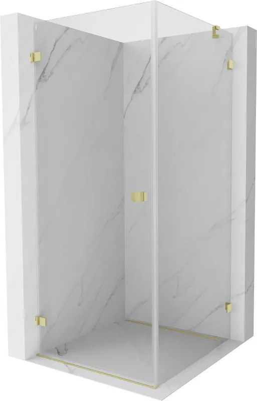 Mexen Lunar-B draaideur douchcabine links 100 x 100 cm, transparant, goud geborsteld - 832-100-100-55-00-L