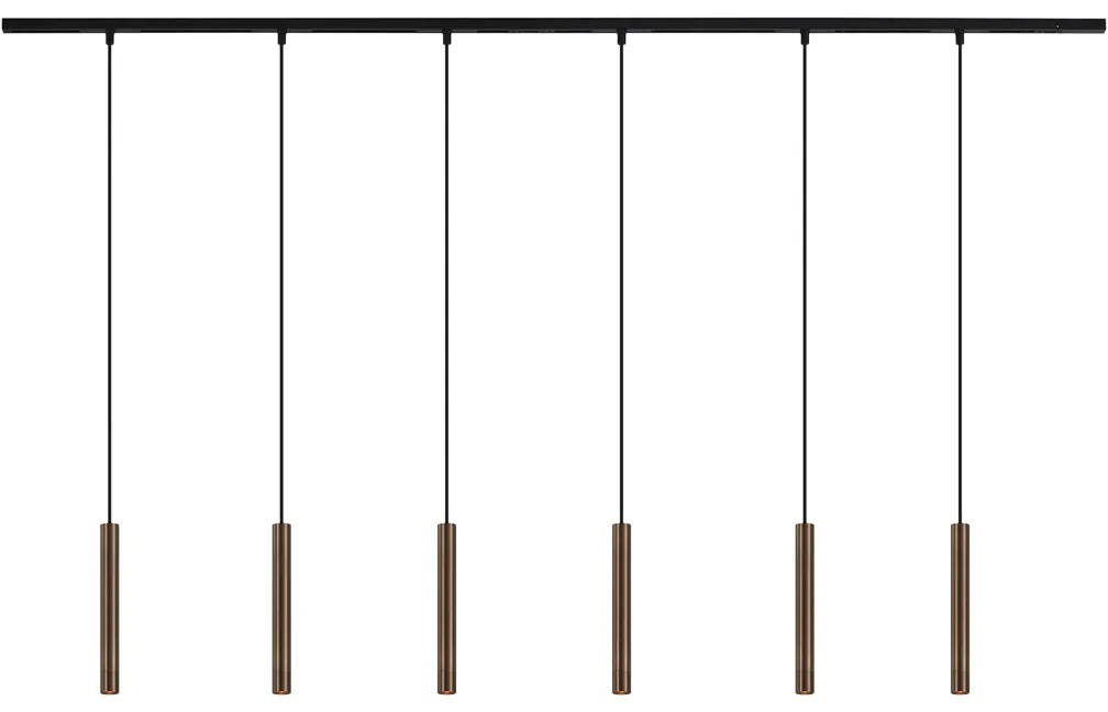 Modern railsysteem met 6 hanglampen brons 1-fase - Slimline Keno