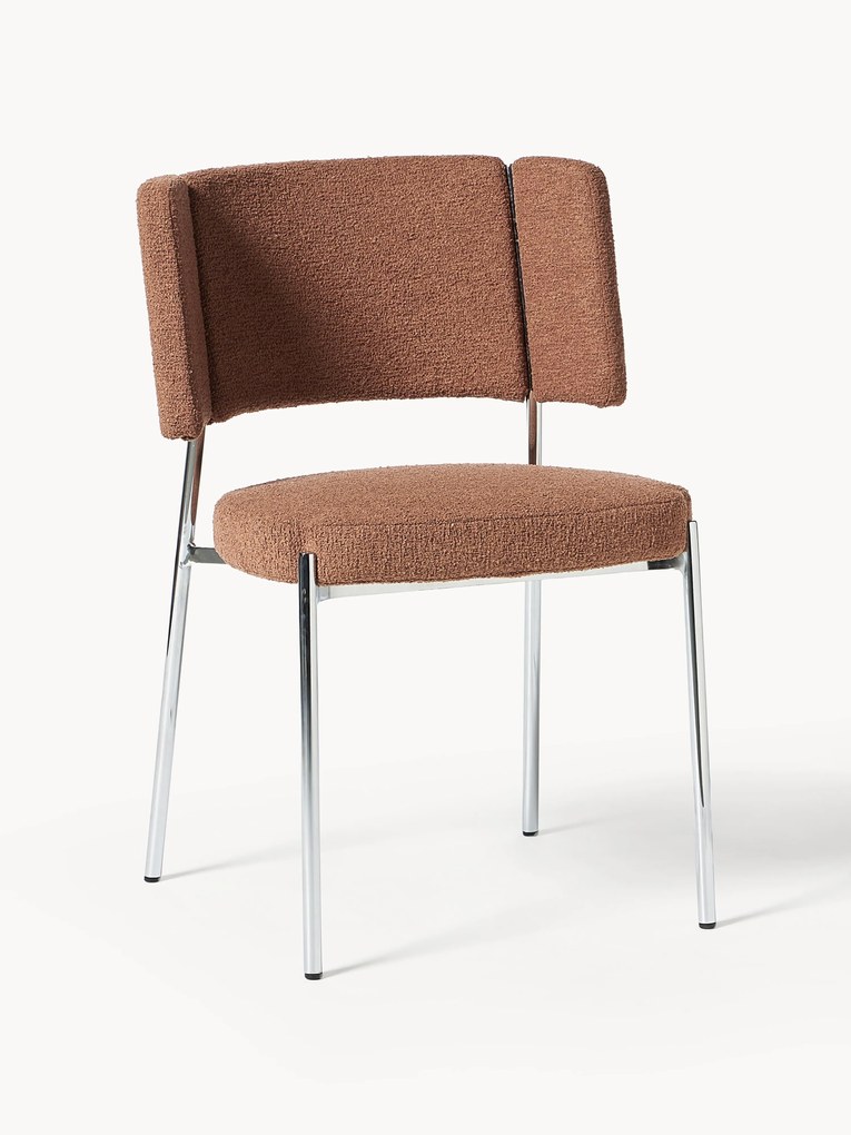 Bouclé gestoffeerde stoelen Samantha, 2 stuks