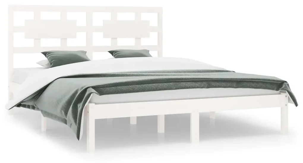 vidaXL Bedframe massief grenenhout wit 150x200 cm 5FT King Size