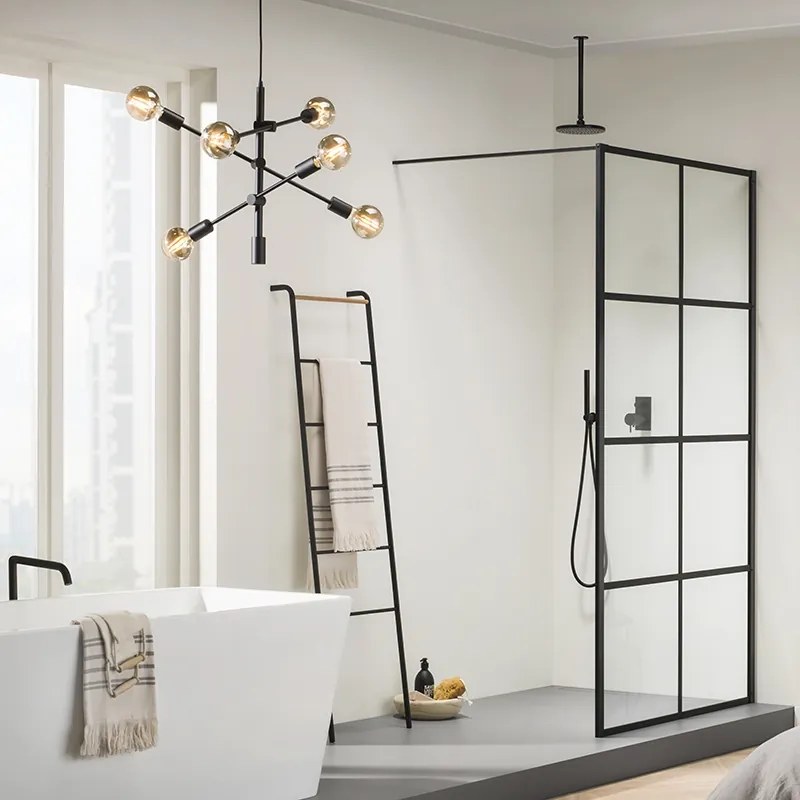 Industriële hanglamp zwart 6-lichts - Sydney