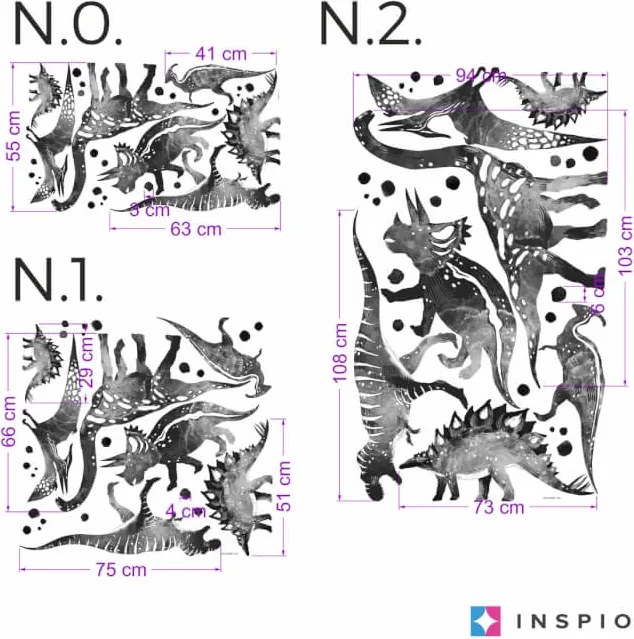 INSPIO Muurstickers - Zwarte en witte dinosaurussen