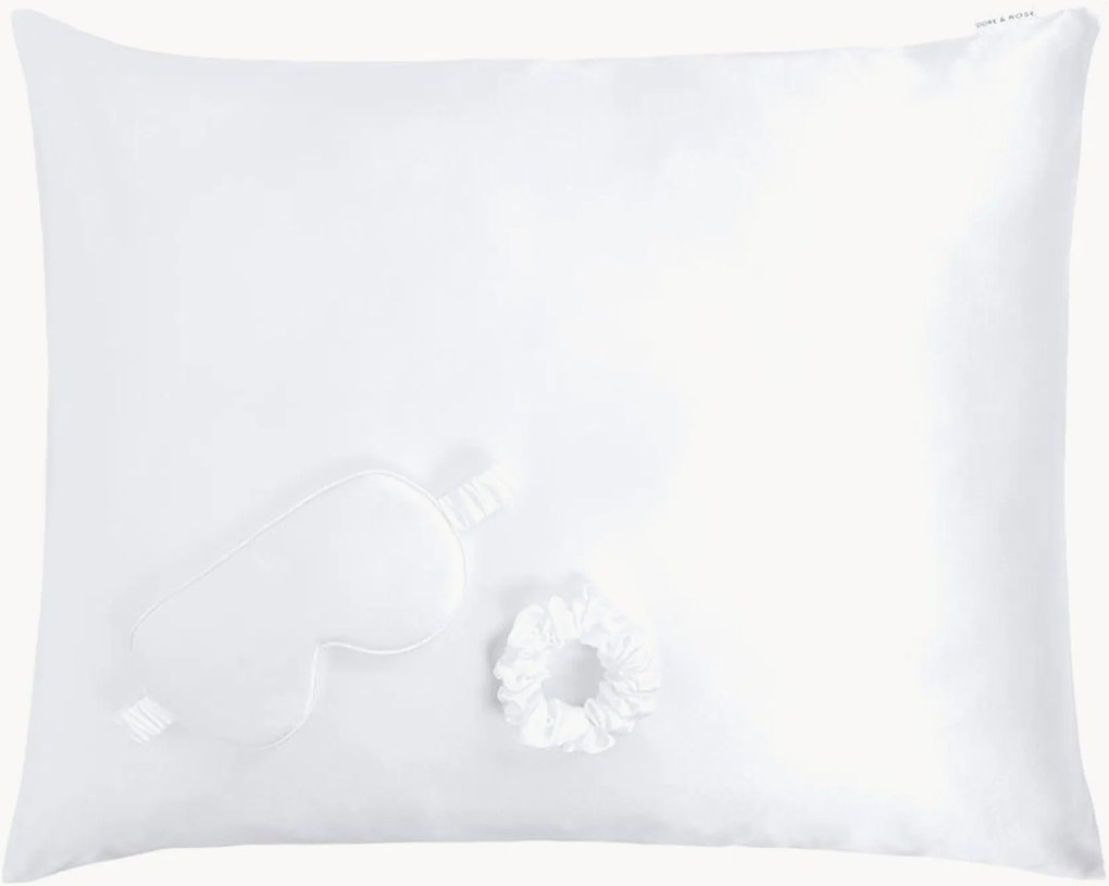 Zijden slaapset White L, 3-delig
