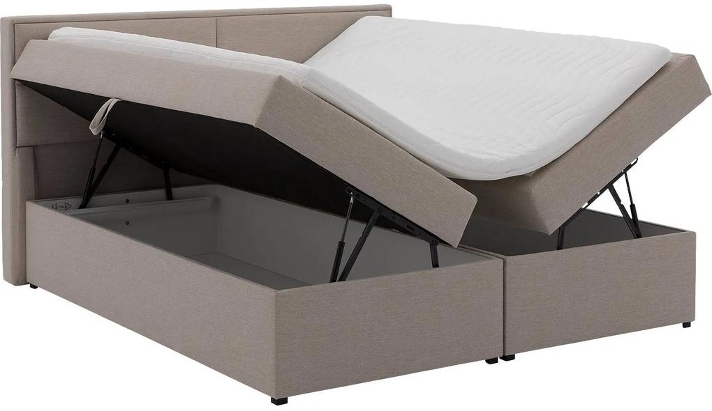 Goossens Basic Boxspring Compleet Gorium Storage Box, Vlak 180 x 200 cm (=2x 90 x 200 cm) met hoofdbord zonder voetbord incl. topper luxafoam 8 cm dik