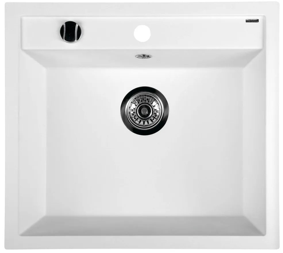 Sapho spoelbak 57x51cm met kraangat wit graniet