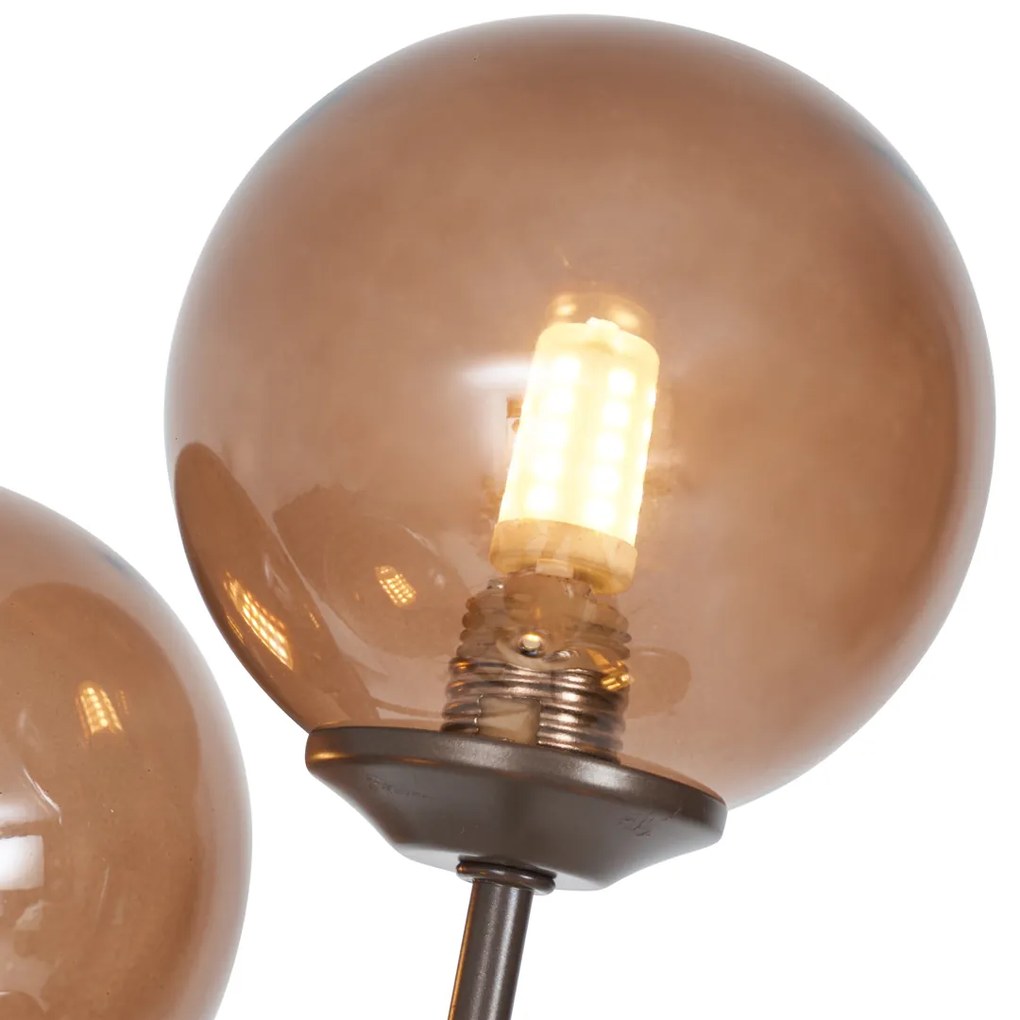 Design vloerlamp brons met brons glas 5-lichts - Athens Design G9 bol / globe / rond Binnenverlichting Lamp