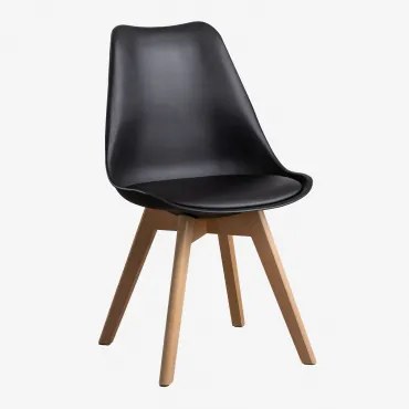 Set Van 4 Scandinavische Eetkamerstoelen Zwart - Sklum