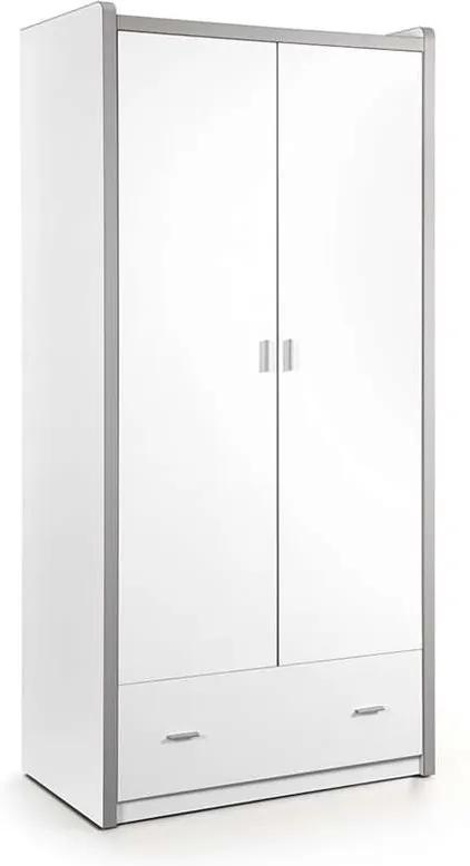 Vipack kledingkast Bonny 2-deurs - wit - 202x96,5x60 cm - Leen Bakker