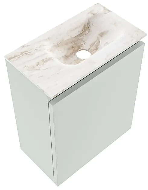 Mondiaz Ture DLux toiletmeubel 40cm greey met wastafel frappe rechts met kraangat