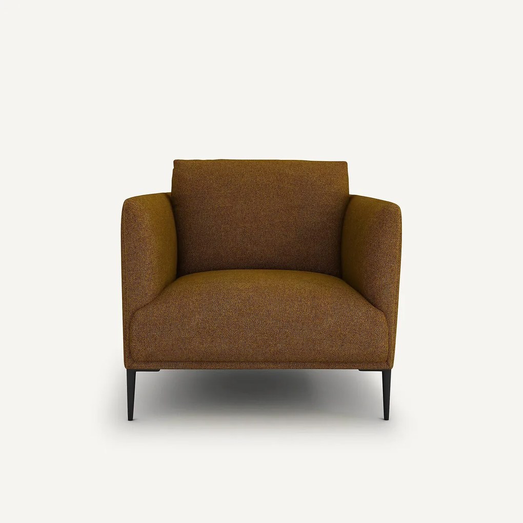 Fauteuil in gemêleerde gevlochten stof, Oscar, ontwerp Emmanuel Gallina