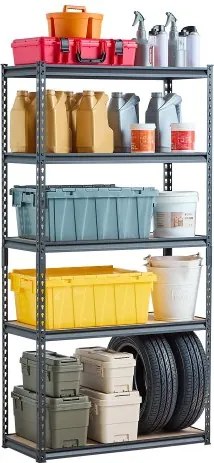 VEVOR boutloze stellingkast, 907 kg, 5-laags garage-opslagrek, 406 x 914 x 1813 mm, robuuste stelling, werkplaatsstelling, metalen stelling voor garagestellingen, universele stelling, ideaal voor keuken, magazijn, kelder, zwart