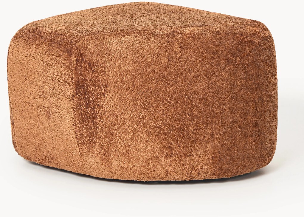 Ovale teddy-bouclé poef Wolke