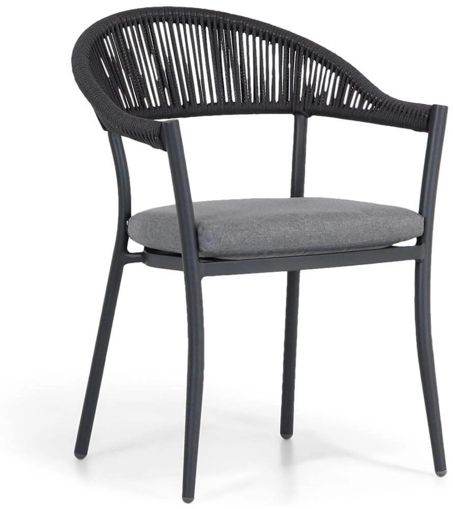 Tuinset Ronde Tuintafel 4 personen 125 cm Rope Grijs Santika Furniture Santika