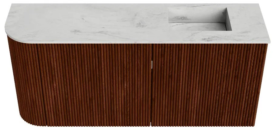 Mondiaz Joya DLux 90cm toiletmeubel ronding links ruby met wastafel faye rechts zonder kraangat opalo