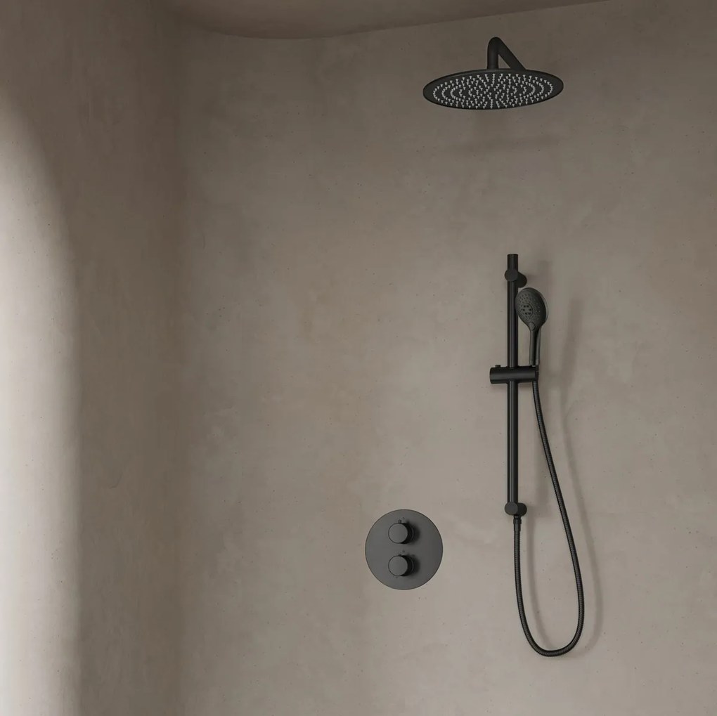 Saniclear Iron inbouwregendouche rond met 20cm hoofddouche, wandarm, 2 standen handdouche en glijstang verouderd ijzer - gunmetal