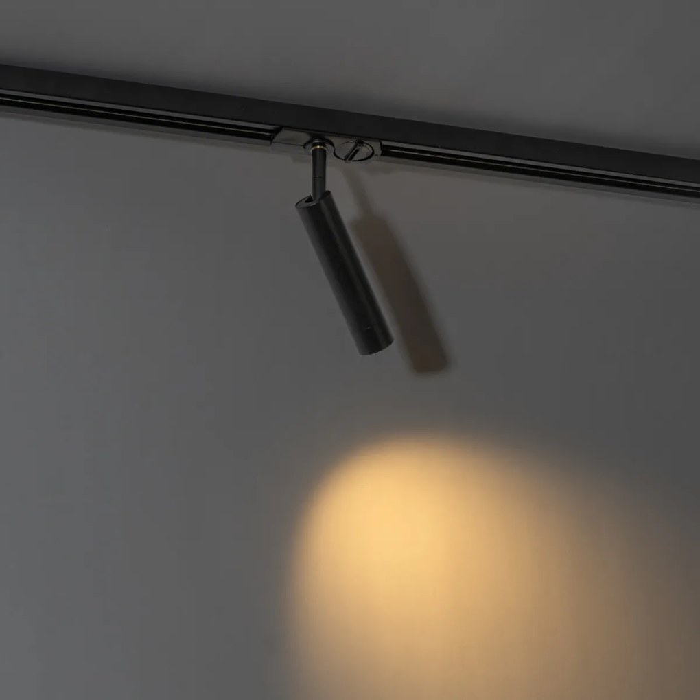 Moderne spot zwart voor railsysteem 1-fase  - Iconic Ivy