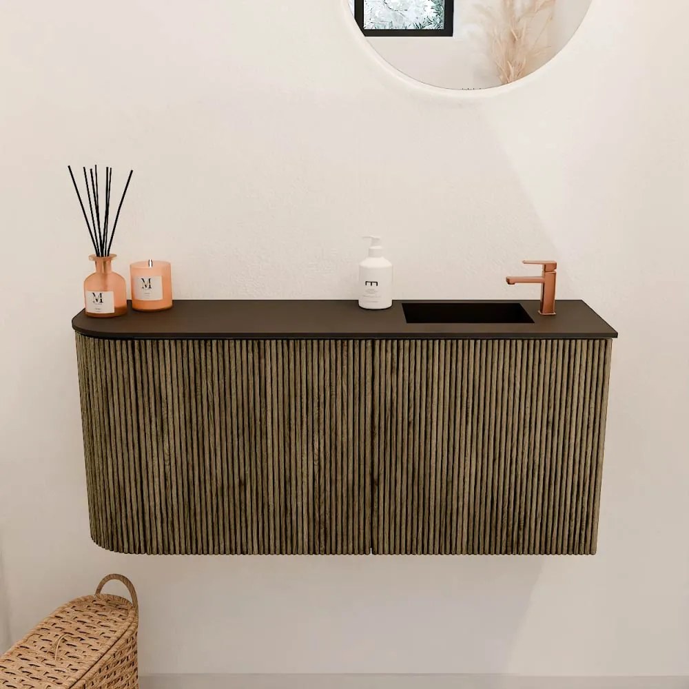 Mondiaz Joya 90cm toiletmeubel ronding links dusk met wastafel faye rechts 1 kraangat urban