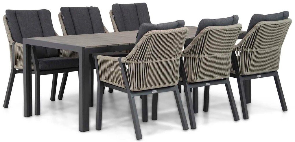 Tuinset 6 personen 217 cm Aluminium/Rope Taupe Lifestyle Garden Furniture Verona/Young