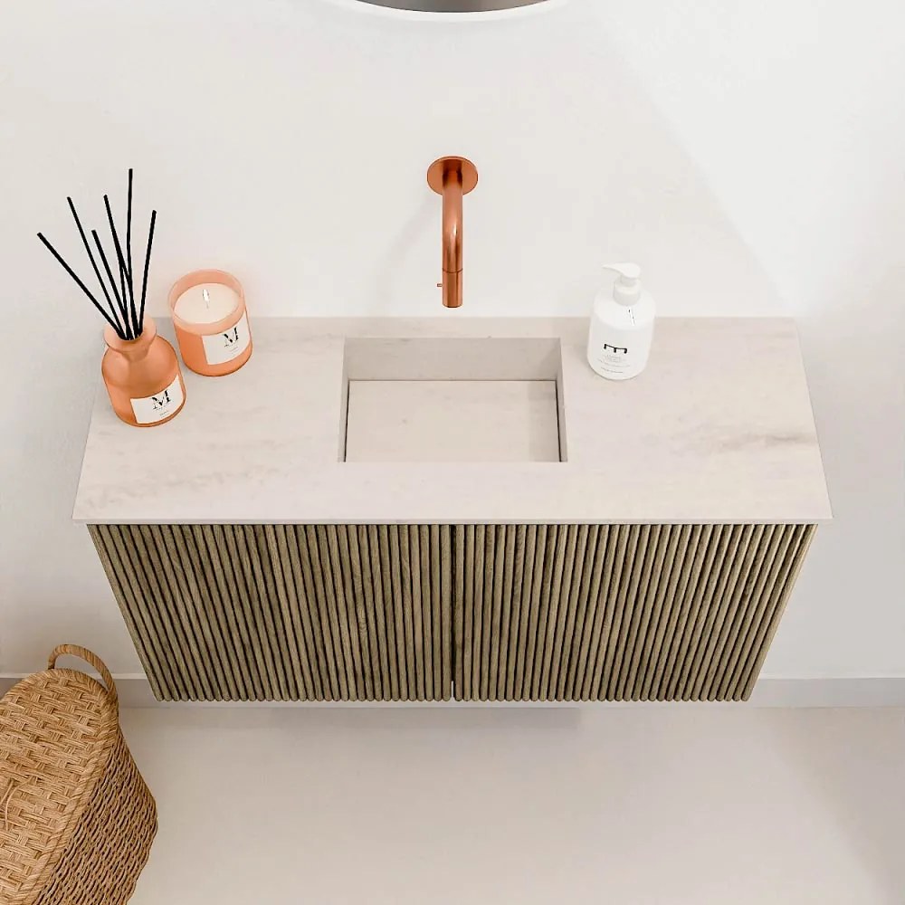 Mondiaz Joya DLux 70cm toiletmeubel dusk met wastafel faye midden zonder kraangat meli