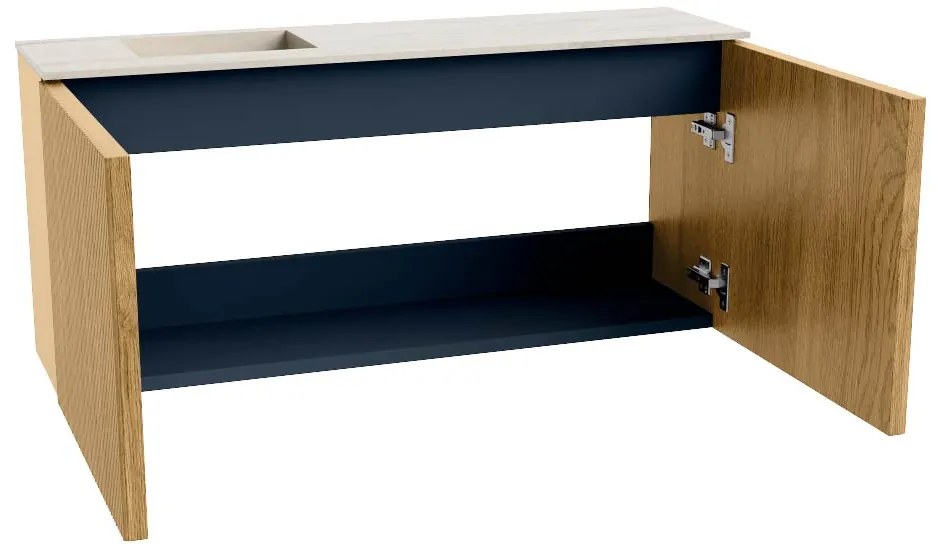 Mondiaz Joya DLux 90cm toiletmeubel oak met wastafel faye links 1 kraangat meli