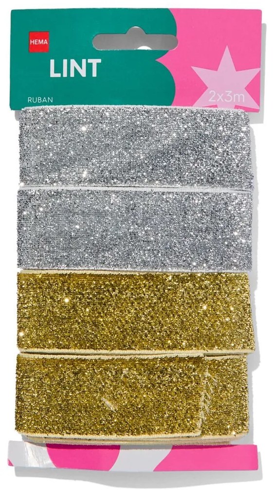 HEMA Linten Goud/zilver 3m - 2 Stuks