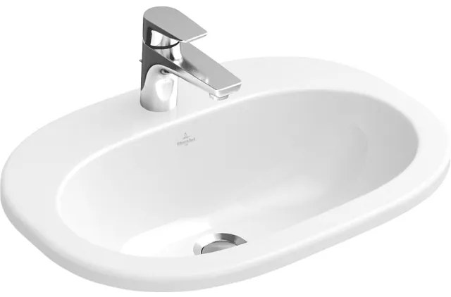 Villeroy & Boch O.novo inbouwwastafel - 56x40,5cm - overloop - 1 kraangat - vuilafstotend - ceramic+ wit 416156R1