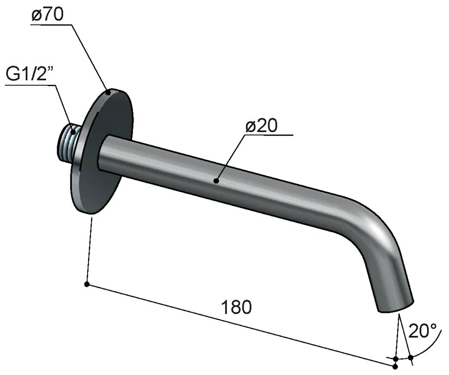 Hotbath Archie uitloop 18cm messing geborsteld PVD