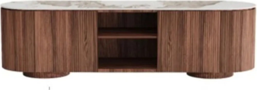 Hout TV-meubel Met Marmer - 160x45x45cm.