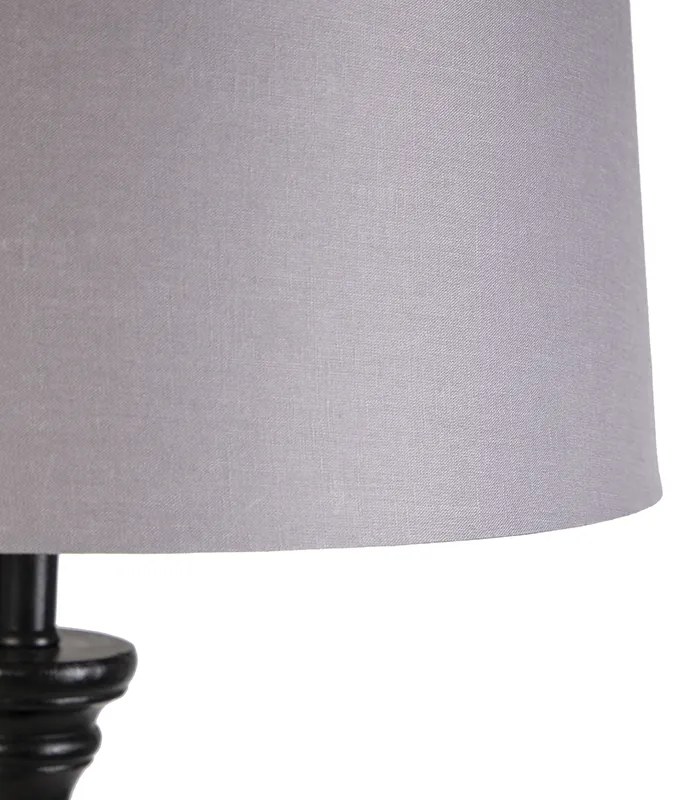 Stoffen Vloerlamp zwart met linnen kap grijs 45 cm - Classico Klassiek / Antiek, Landelijk / Rustiek E27 rond Binnenverlichting Lamp