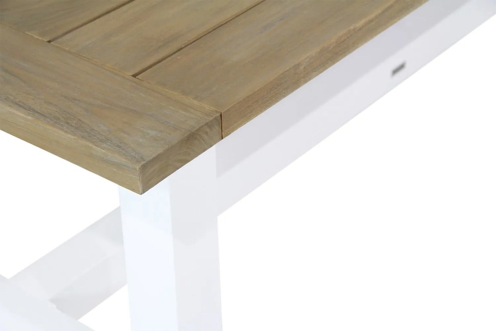 Dining Tuintafel rechthoekig 300 x 100 cm Aluminium/teak Wit Los Angeles