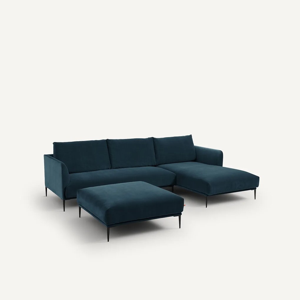 XL voetenbank in fluweel, Oscar, ontwerp E. Gallina