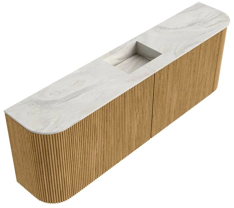 Mondiaz Joya DLux 125cm toiletmeubel ronding links/rechts oak met wastafel faye midden 1 kraangat ostra