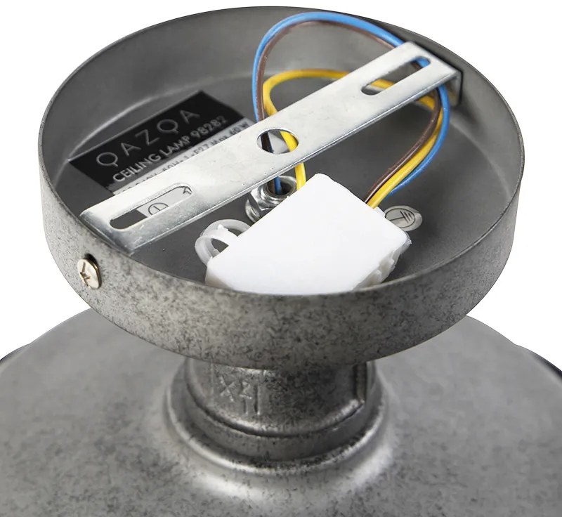 Industriële plafondlamp antiek zilver 25,5 cm - Course