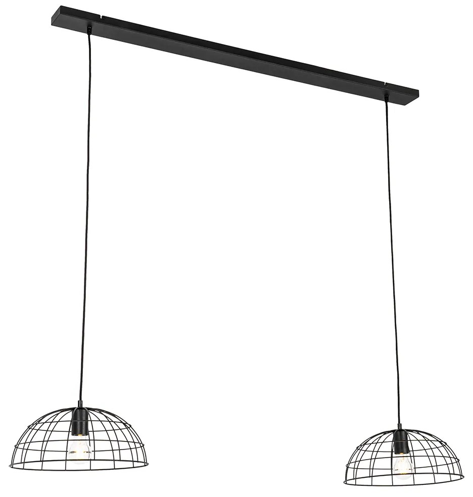 Industriële hanglamp zwart 2-lichts - Hanze
