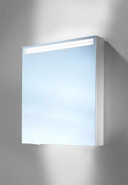 Schneider ArangaLine spiegelkast met LED verlichting boven en indirecte verlichting onder met 1 deur rechts 50x70x12cm met gl. planchets accessoire box en scheerspiegel aluminium 160052
