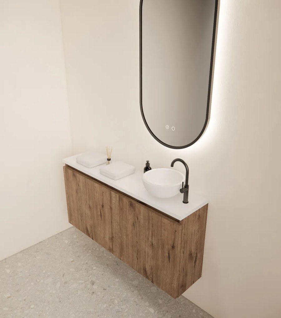 Gliss Design Echo toiletmeubel 100cm wellington oak met toppaneel wit mat