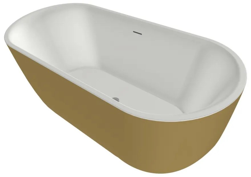 Xenz Humberto vrijstaand bad solid surface 170x70x65cm goud/wit