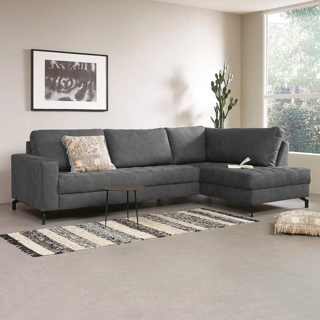 Stoere Bank Met Longchair Hoek Rechts Antraciet