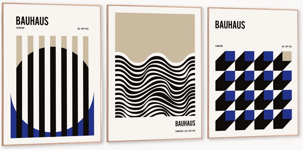 Ingelijste digitale prints Bauhaus, 3-delig