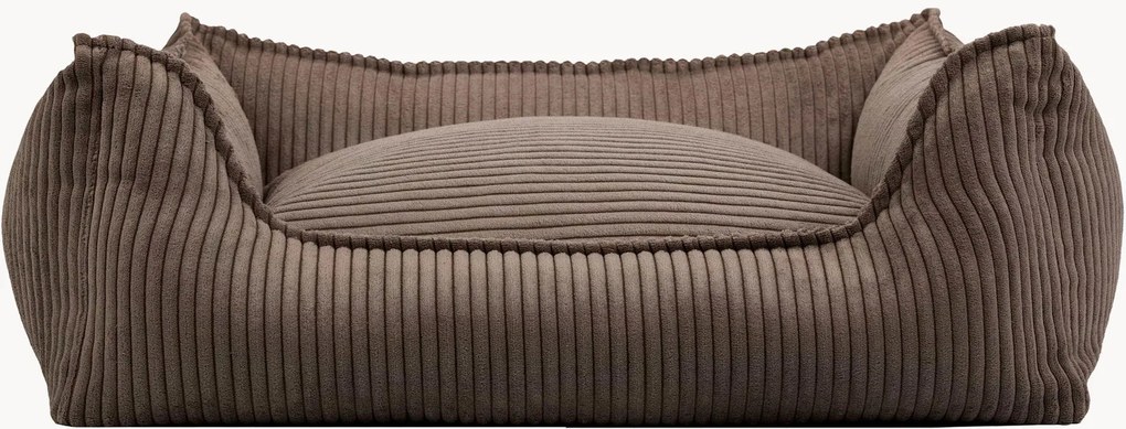 Ribfluwelen hondenmand met matras Truffle