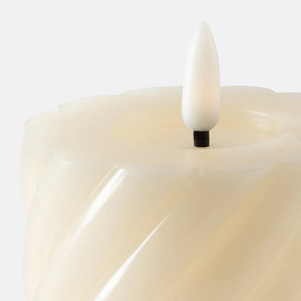 Gedraaide LED kaars in wax H14,8 cm, Caspar